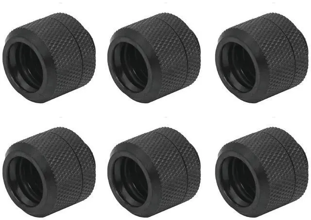 Main image of dracaena.io 6 pack G1/4" thread to 14mm outer diameter, Hard Tubing Compression Fitting with high body design for Computer water cooling system, Black