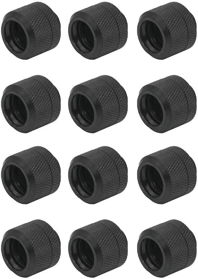 Main image of dracaena.io 12 pack G1/4" thread to 14mm outer diameter, Hard Tubing Compression Fitting with high body design for Computer water cooling system, Black