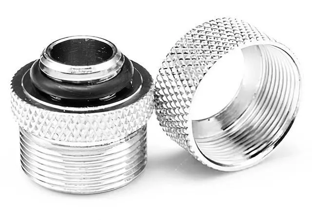 Alt view image 5 of 7 - dracaena.io 2 pack G1/4" thread to 16mm outer diameter, Hard Tubing Compression Fitting with high body design for Computer water cooling system, Silver