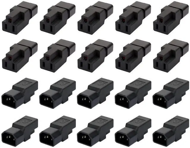 Main image of dracaena.io 20 Pack IEC320 C14 Male to Nema 5-15R PDU USA UPS Extension Power Plug Adapter, IEC C14 Male Plug to Nema 5-15R US 3 Pin Female Power Adapter Connector