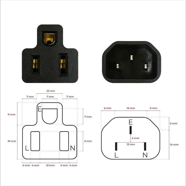 Alt view image 2 of 2 - dracaena.io 20 Pack IEC320 C14 Male to Nema 5-15R PDU USA UPS Extension Power Plug Adapter, IEC C14 Male Plug to Nema 5-15R US 3 Pin Female Power Adapter Connector