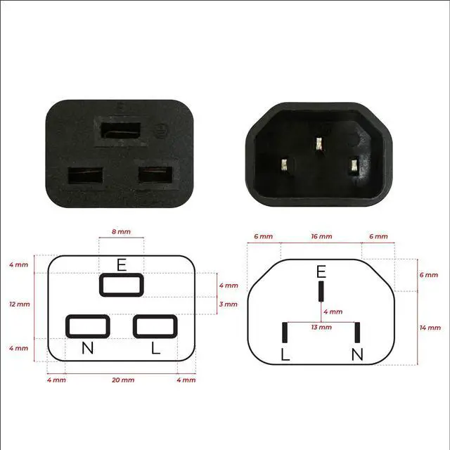 Alt view image 2 of 7 - dracaena.io 10 Pack PDU UPS Power IEC Male C14 to Female C19 Adapter IEC Connector
