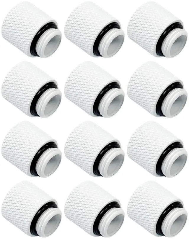 Main image of Dracaena.io 12 Pack G1/4" 15mm Height Male to Female Extender Fittings, Brass Compression Fittings with O Rings for PC Liquid Cooling Loop, Water Cooling Tube Connectors, White