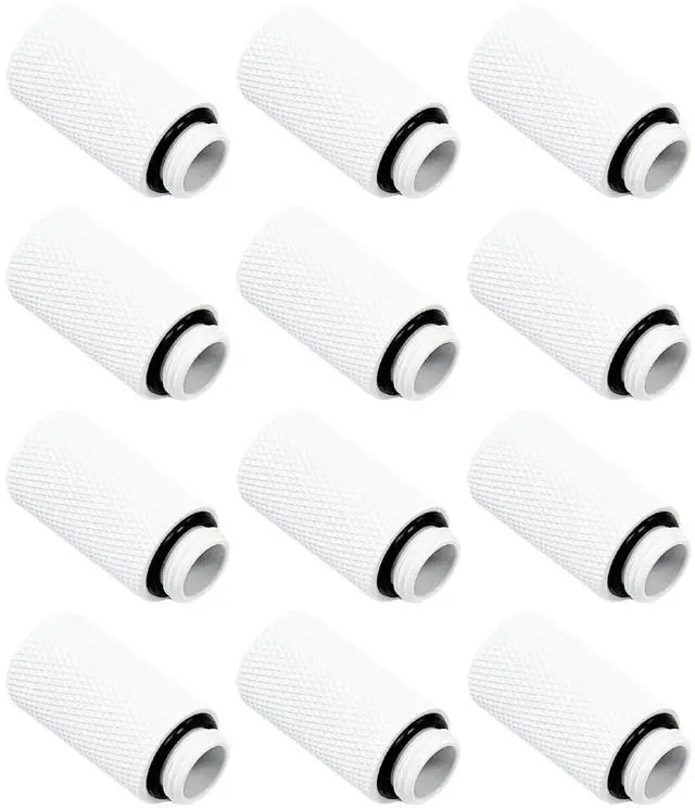 Main image of Dracaena.io 12 Pack G1/4" 30mm Height Male to Female Extender Fittings, Brass Compression Fittings with O Rings for PC Liquid Cooling Loop, Water Cooling Tube Connectors, White