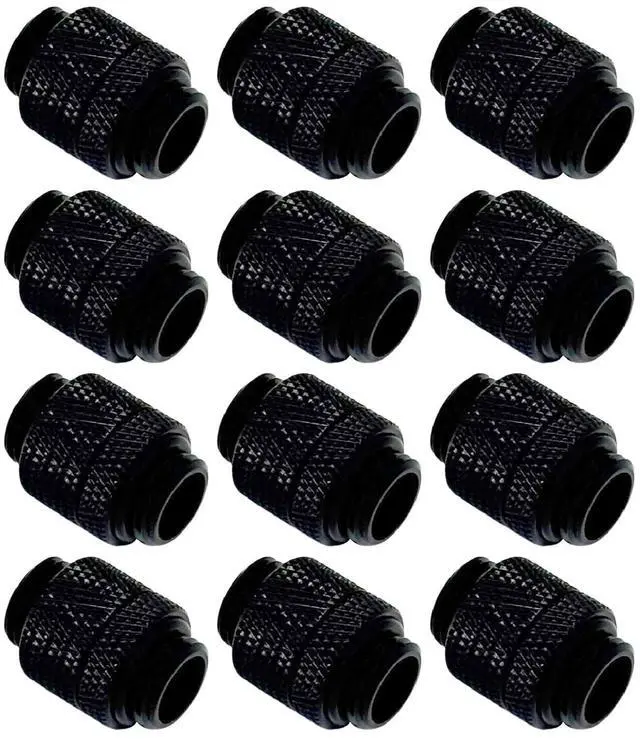 Main image of dracaena.io 12 Pack G1/4" Rotary Male to Male Extender Fittings, Nickel Plated Brass Compression Connectors with O Rings for PC Water Cooling Loop, Liquid Cooling Tube Fittings, Black