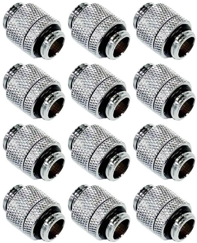 Main image of dracaena.io 12 Pack G1/4" Rotary Male to Male Extender Fittings, Nickel Plated Brass Compression Connectors with O Rings for PC Water Cooling Loop, Liquid Cooling Tube Fittings, Silver