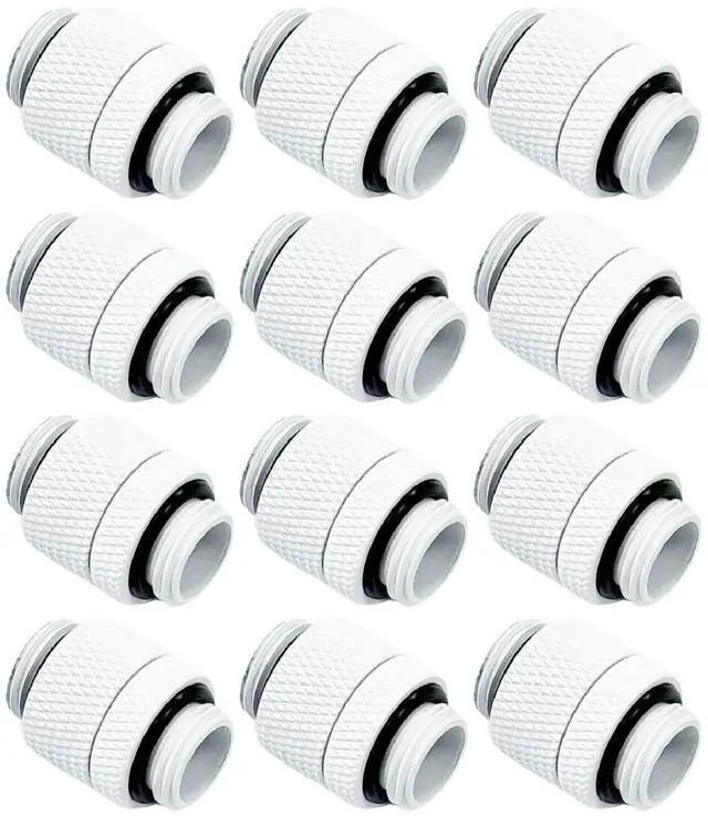 Main image of dracaena.io 12 Pack G1/4" Rotary Male to Male Extender Fittings, Nickel Plated Brass Compression Connectors with O Rings for PC Water Cooling Loop, Liquid Cooling Tube Fittings, White
