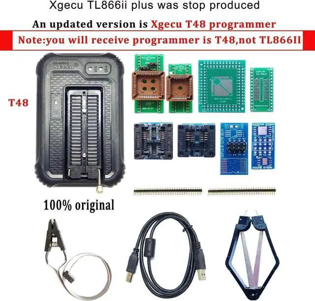 Alt view image 7 of 14 - T48 Programmer 8 Adapters Compatible with XGecu T48 USB EPROM Flash BIOS Chip Socket SOP Nand MCU AVR IC Programmer Reader Writer