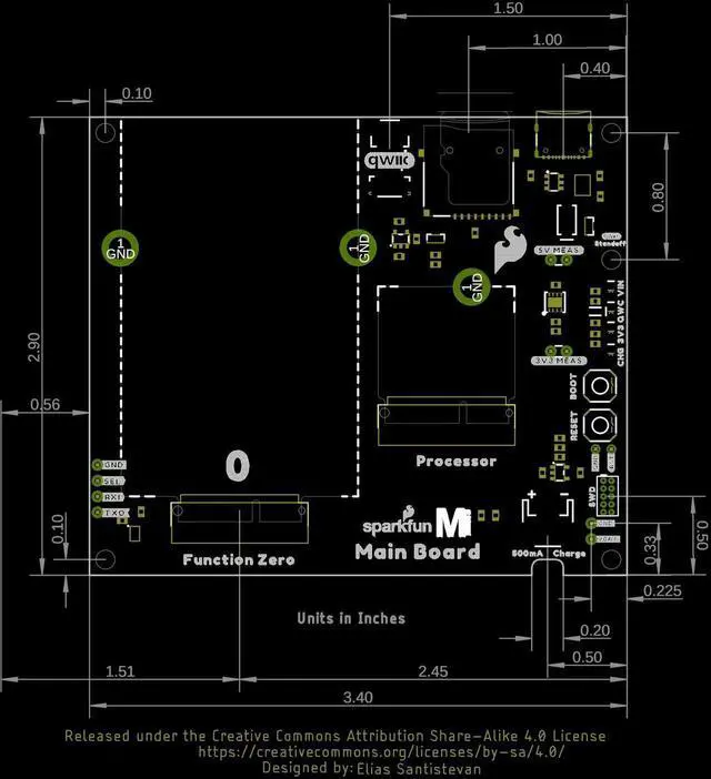 Alt view image 2 of 10 - SparkFun MicroMod Main Board - Single, Integrated MCP73831 Single Cell LiPo Charge Circuit, Built-in MUX for UART1, Board Dimensions: (Inches) 3.40" x 2.90"