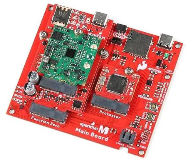 Alt view image 5 of 10 - SparkFun MicroMod Main Board - Single, Integrated MCP73831 Single Cell LiPo Charge Circuit, Built-in MUX for UART1, Board Dimensions: (Inches) 3.40" x 2.90"