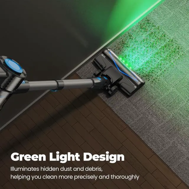 Alt view image 5 of 7 - Cordless Vacuum Cleaner, Powerful Lightweight Stick Vacuum with Self-Standing, Anti-Tangle, 8-in-1 Rechargeable Vacuum Cleaners for Home, Hardwood Floors, Carpet, Pet Hair (Blue)