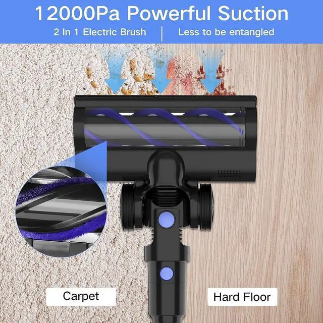 Alt view image 3 of 7 - Cordless Vacuum Cleaner, 4-in-1 Vacuum Cleaners for Home, Handheld Vacuum Cleaner with 40 mins Runtime, Stick Vacuum for Apartment, Carpet, Black 1 Battery