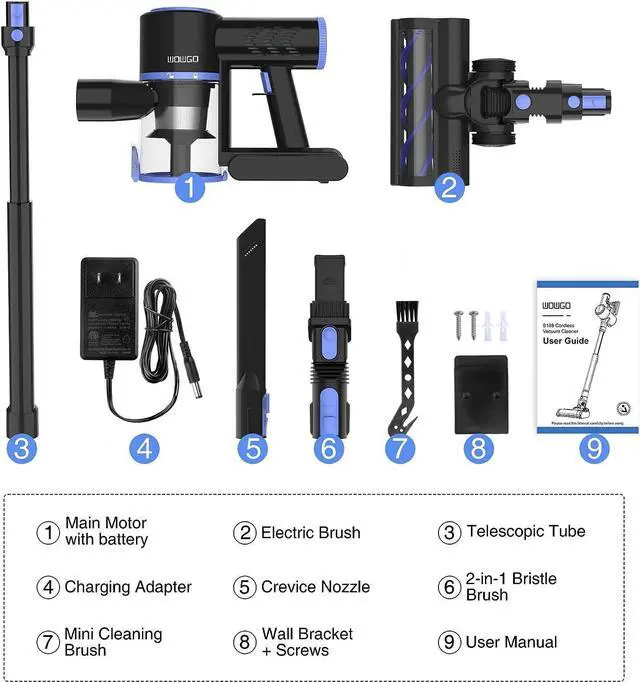 Alt view image 7 of 7 - Cordless Vacuum Cleaner, 4-in-1 Vacuum Cleaners for Home, Handheld Vacuum Cleaner with 40 mins Runtime, Stick Vacuum for Apartment, Carpet, Black 1 Battery