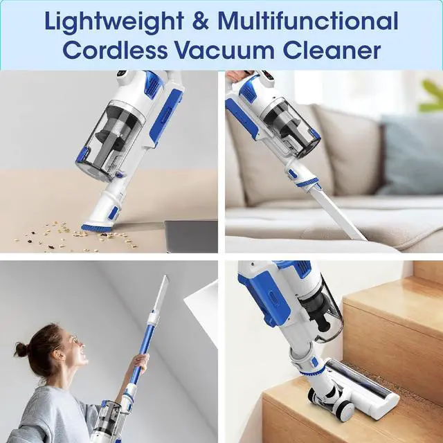 Alt view image 6 of 7 - Cordless Vacuum Cleaner with Self-Standing, 45 Min Runtime Stick Vacuum, 88,000RPM Brushless Motor & LED Display, Anti-Tangle, Lightweight Vacuum Cleaners for Home, Pet Hair, Hardwood Floors