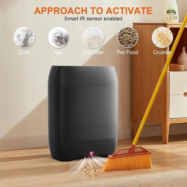 Alt view image 3 of 7 - Touchless Automatic Vacuum Dustpan, Bagged Canister Vacuum with 5-Pack Disposable Dustbags, IR Sensor, LED Alerts, Handheld Accessories for Floors/Corners/Salons