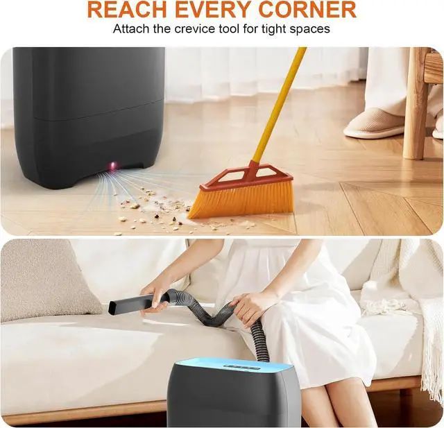 Alt view image 4 of 7 - Touchless Automatic Vacuum Dustpan, Bagged Canister Vacuum with 5-Pack Disposable Dustbags, IR Sensor, LED Alerts, Handheld Accessories for Floors/Corners/Salons