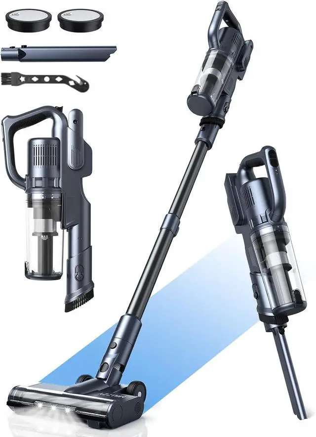 Main image of 35,000pa Cordless Vacuum Cleaner, Max 50 Minutes, Lightweight Cordless Cleaners for Home, Stick and Handheld Vacuum for Carpets, Hard Floor, Pet Hair, Cars (Black)