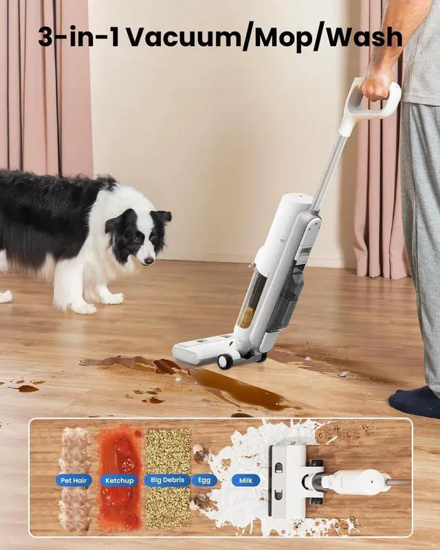 Alt view image 2 of 7 - Proscenic F10 Pro Cordless Wet Dry Vacuum Cleaner, Vacuum and Mop Combo with One-Button Auto Self-Cleaning, 3-in-1 Vacuum Mop for Hard Floors, High-Capacity Dual Tanks, Edge Clean, Ease of Use