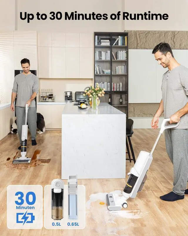Alt view image 4 of 7 - Proscenic F10 Pro Cordless Wet Dry Vacuum Cleaner, Vacuum and Mop Combo with One-Button Auto Self-Cleaning, 3-in-1 Vacuum Mop for Hard Floors, High-Capacity Dual Tanks, Edge Clean, Ease of Use