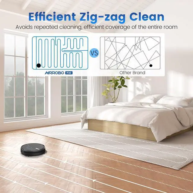 Alt view image 4 of 7 - AIRROBO Robot Vacuum and Mop, 3000Pa Powerful Suction Robot Vacuum Cleaner with Self-Charging, Wi-Fi/App/Voice Control, Advanced Obstacle Avoidance, Slim Design, Ideal for Pet Hair, Hard Floor,Carpet