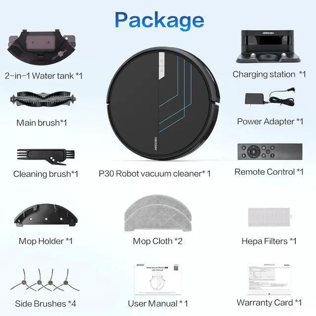 Alt view image 7 of 7 - AIRROBO Robot Vacuum and Mop, 3000Pa Powerful Suction Robot Vacuum Cleaner with Self-Charging, Wi-Fi/App/Voice Control, Advanced Obstacle Avoidance, Slim Design, Ideal for Pet Hair, Hard Floor,Carpet
