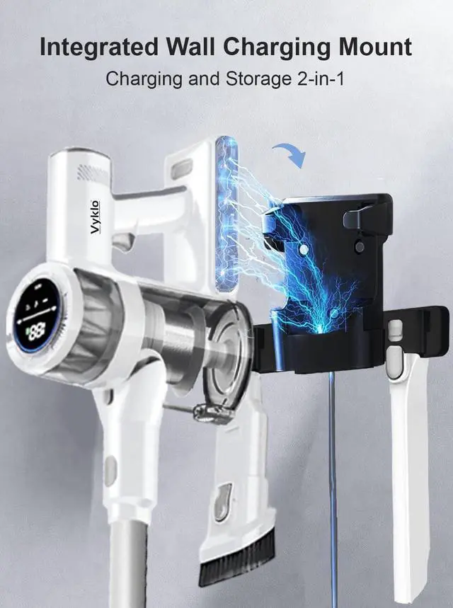 Alt view image 7 of 7 - Cordless Vacuum Cleaner, 600W 55Kpa 70Mins Stick Vacuum Cleaners for Home, AUTO Dust Detection/LED Touch Display, Rechargeable Wall Mount, Wireless Handheld Vacuum for Pet Hair/Carpet/Hard Floor