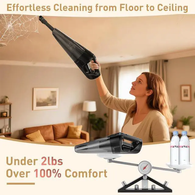 Alt view image 6 of 7 - Handheld Vacuum Cordless Rechargeable with Charging Dock - 16000Pa Ultra-Strong Suction, Portable & Lightweight, Fast Charging, LED Light, 0.8L Super-large Dust Cup, Long Battery Life for Home