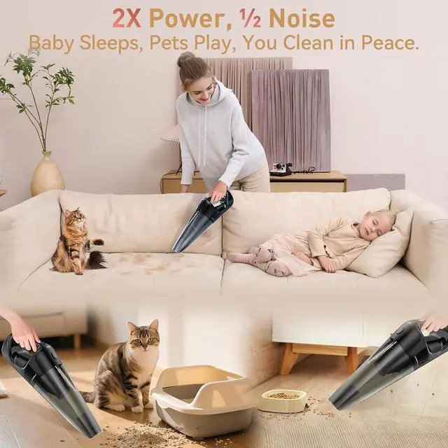 Alt view image 7 of 7 - Handheld Vacuum Cordless Rechargeable with Charging Dock - 16000Pa Ultra-Strong Suction, Portable & Lightweight, Fast Charging, LED Light, 0.8L Super-large Dust Cup, Long Battery Life for Home