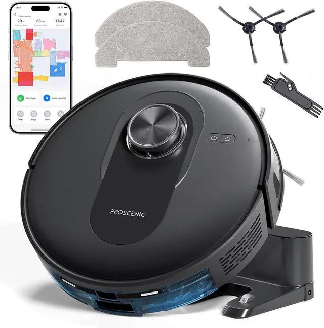 Main image of Proscenic Q8 Robot Vacuum Cleaner with Mop, Ultra Strong 6000Pa Robotic Vacuum with Lidar Navigation, 5 Real-Time Mapping, WiFi/Alexa/APP Remote Control Robot Hoover for Floor Carpet Pet Hair