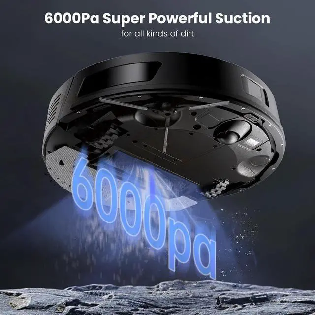 Alt view image 2 of 7 - Proscenic Q8 Robot Vacuum Cleaner with Mop, Ultra Strong 6000Pa Robotic Vacuum with Lidar Navigation, 5 Real-Time Mapping, WiFi/Alexa/APP Remote Control Robot Hoover for Floor Carpet Pet Hair