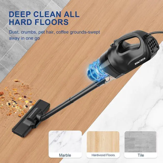 Alt view image 5 of 7 - Corded Vacuum Cleaners 20Kpa Powerful Suction Ultra-Light Stick Vacuum for Hard Floor Pet Hair Vacuum