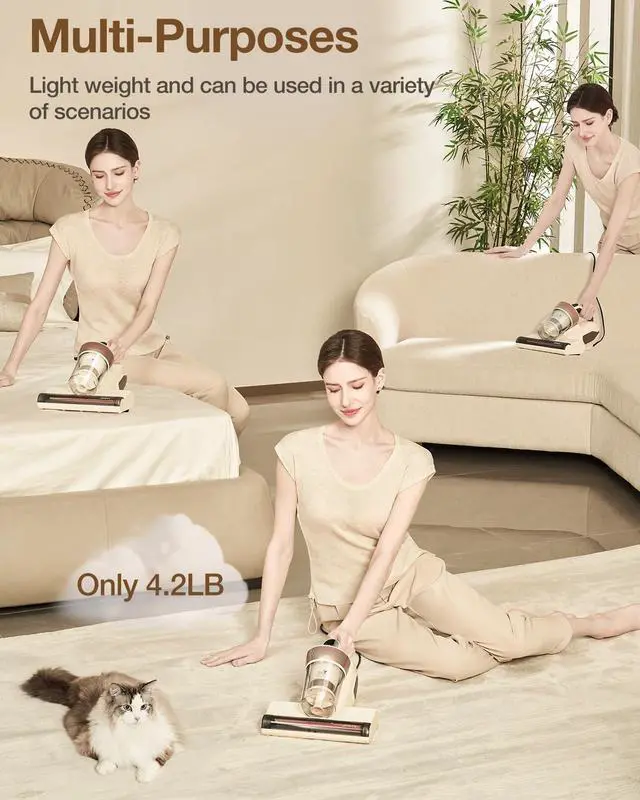 Alt view image 7 of 7 - Jimmy Mattress Vacuum Cleaner, Bed Vacuum with UV & Ultrasound, High Heating, Smart Dust Sensor, 15Kpa Powerful Suction, Lightweight, Deep Clean Dust and Pet Hair in One Go(BX6 Lite, Corded)