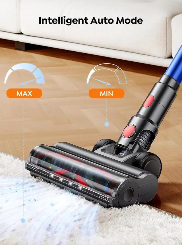 Alt view image 7 of 7 - Cordless Vacuum Cleaner, 600W with Extra Mattress Cleaning Tool, 45KPA Stick Vacuum Cleaners for Home 60 Mins Runtime, Self-Standing, Wall Mount Charging, Rechargeable Vacuum for Floor Carpet Pet Hair