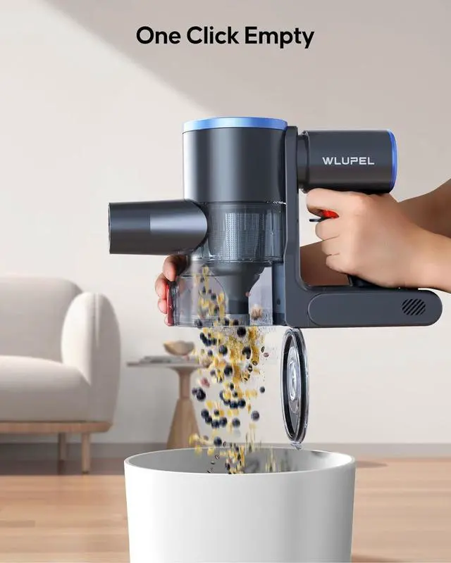 Alt view image 7 of 7 - WLUPEL Cordless Vacuum Cleaner, 30KPA 400W Powerful Stick Vacuum with 45Mins Detachable Battery, 80000RMP Lightweight Handheld Vacuum with Adjustable Suction Modes for Hard Floor/Carpet/Pet Hair/Car