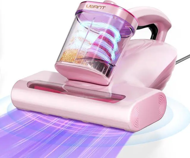 Main image of uwant Bed Cleaner with 16Kpa Suction Metal Roller 253.7nm Uv-c Light Mattress Vacuum Cleaner 36000RPM/Min 149 Heating HEPA Filter&Ultrasonic Mattress Vacuum for Sofa, Pillow, Bed Throws, Pink