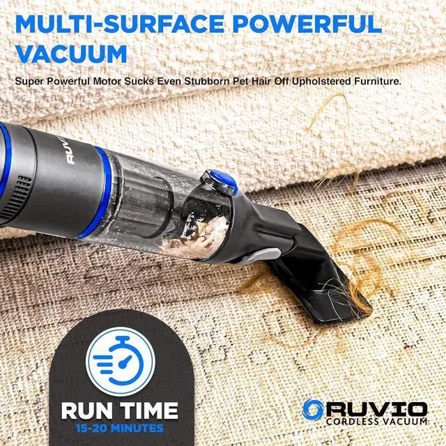 Alt view image 2 of 7 - Ruvio Cordless Vacuum Cleaners for Home Carpet Vacuum Cleaner Car Use, Car Vacuum Portable Cordless with Double HEPA Filtration System, High Power Motor Vacuum for Narrow Spaces As Seen On TV