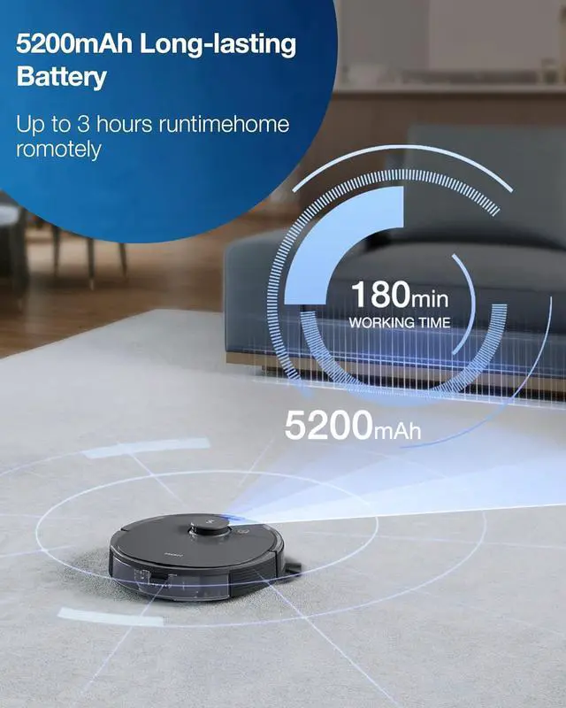 Alt view image 6 of 7 - Ecovacs Deebot T8 Robot Vacuum and Mop Cleaner, Precise Laser Navigation, Multi-floor Mapping, Intelligent Object Avoidance, Full-customize clean, No-go and No-mop Zones, Auto-empty Station Compatible