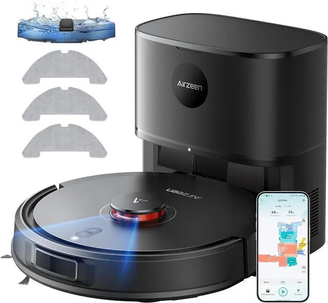 Main image of Robot Vacuum and Mop, Self-Emptying Robot Vacuum Cleaner with 5000Pa Suction, Laser Navigator with Smart Mapping Robotic Vacuums, 150Mins Runtime,Schedule,App Alexa Control for Carpet/Pet Hair,Q10 pro