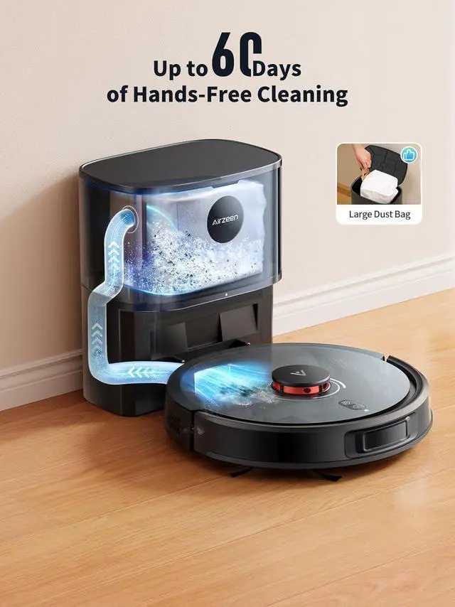 Alt view image 5 of 7 - Robot Vacuum and Mop, Self-Emptying Robot Vacuum Cleaner with 5000Pa Suction, Laser Navigator with Smart Mapping Robotic Vacuums, 150Mins Runtime,Schedule,App Alexa Control for Carpet/Pet Hair,Q10 pro