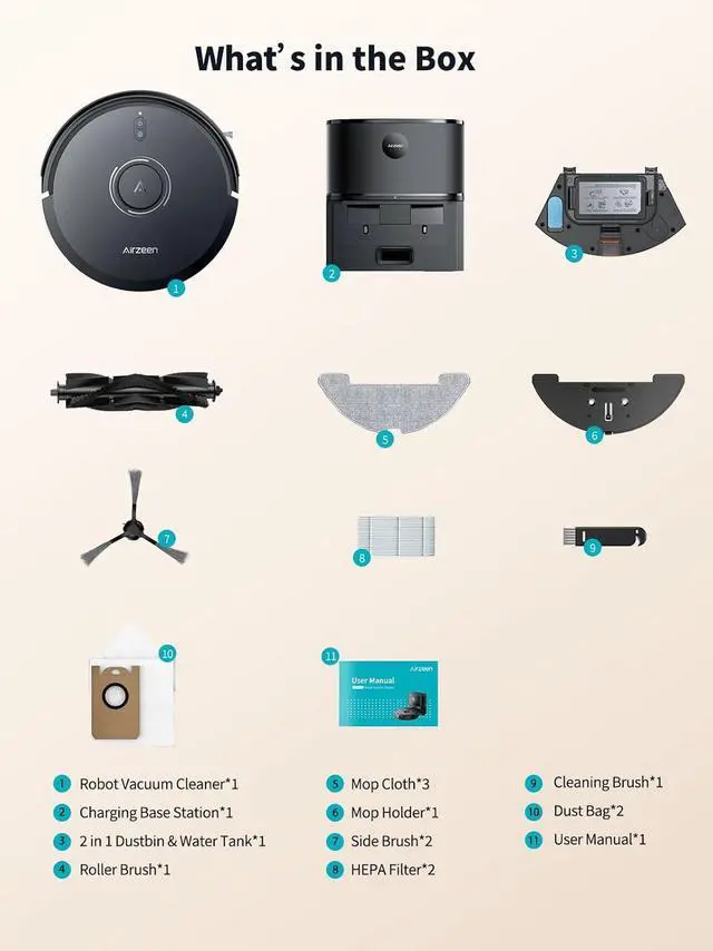 Alt view image 7 of 7 - Robot Vacuum and Mop, Self-Emptying Robot Vacuum Cleaner with 5000Pa Suction, Laser Navigator with Smart Mapping Robotic Vacuums, 150Mins Runtime,Schedule,App Alexa Control for Carpet/Pet Hair,Q10 pro