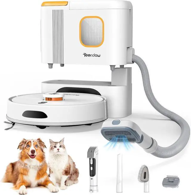 Main image of D20S Max+ Robot Vacuum and Mop, Specifically Handling Pet Hair Design, 6000Pa Max Suction, with Self-Empty Dock, 10 Weeks Hands-Free Cleaning, PreciSense LiDAR Navigation, App & Voice Control