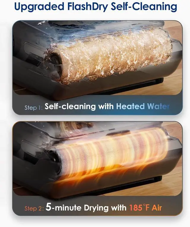 Alt view image 3 of 7 - Tineco Floor ONE i6 Stretch Wet Dry Vacuum Cleaner, Vacuum & Mop All in One, 20kpa Powerful Suction, Up to 40 Minutes Runtime, 180° Lay-Flat, Anti-Tangle Design, Full-Path Self-Cleaning&185 Flashdry