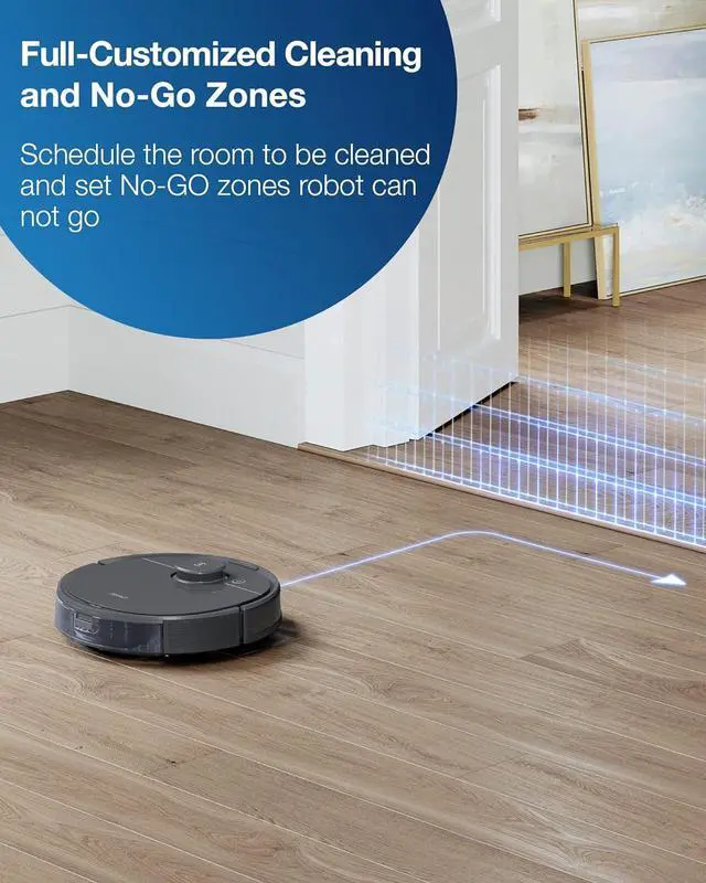 Alt view image 5 of 7 - Ecovacs Deebot T8 Robot Vacuum and Mop Cleaner, Precise Laser Navigation, Multi-floor Mapping, Intelligent Object Avoidance, Full-customize clean, No-go and No-mop Zones, Auto-empty Station Compatible
