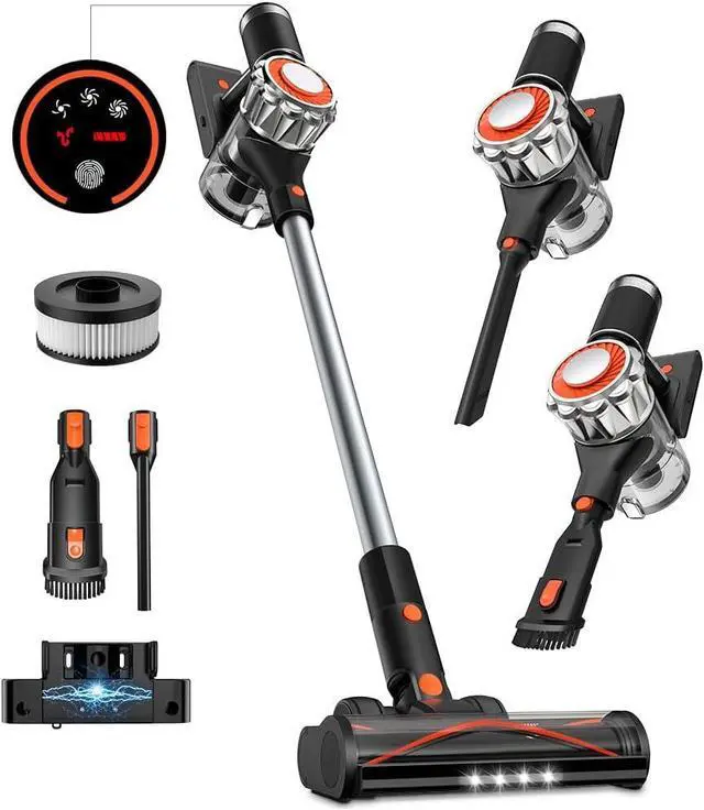 Main image of Cordless Vacuum Cleaner, 90Mins Runtime 550W/45KPA Rechargeable Vacuum Cleaners for Home, Self-standing Stick Vacuum with Wall Mount Charging & Anti-Tangle Brush for Pet Hair, Carpet, Hardwood Floor