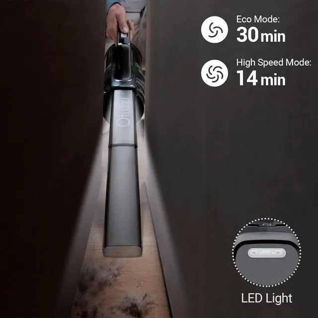 Alt view image 4 of 7 - Ofuzzi H9 Pro Handheld Vacuum Cleaner, Extra-Long Crevice Tool, 40AW/13kPa Surging Suction, LED- Display&Light, Up to 30 Mins Runtime, Portable Vacuum for Home Cleaning, Black