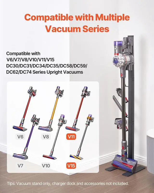 Alt view image 2 of 7 - VEVOR Vacuum Stand, Compatible with V6 V7 V8 V10 V11 V15, Stable Vacuum Stand Holder with 6 Hooks for DC30 DC31 DC34 DC35 DC58 DC59 DC62 D74 Cordless Upright Vacuum Cleaners & Accessories