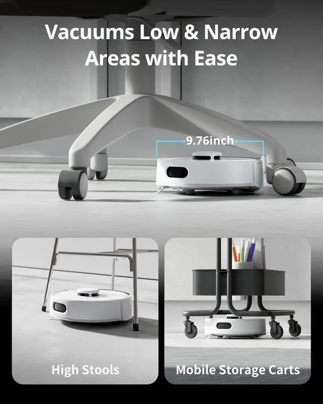 Alt view image 3 of 7 - SwitchBot K10+ Pro Robot Vacuum Self Emptying for 90 Days Hands-Free, Super Quiet Mini Robotic Vacuum with Powerful Suction, Anti-Hair-Tangle, Works with Alexa/Siri/Matter(Hub 2 Required), 2.4Ghz WiFi
