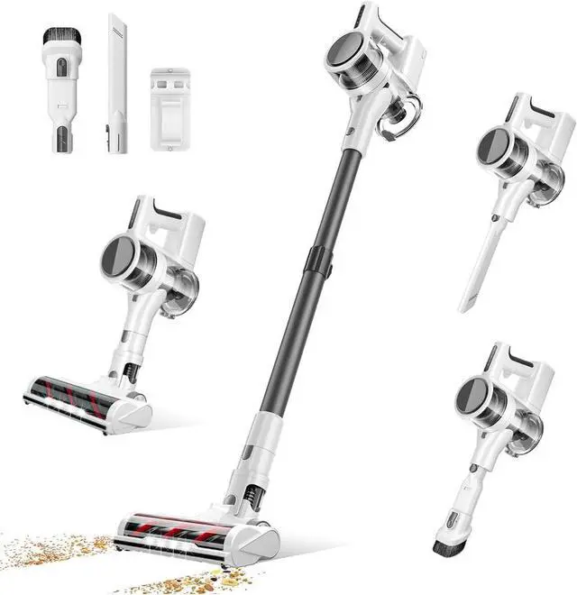 Main image of Cordless Vacuum Cleaner, 80,000 RPM Motor and Power Filtration, Stick Vacuum with 2200 mAh Battery, 35 Mins Worktime, 2 Modes, Rotated Multi-Heads, Height-Adjustable Vacuum for Home (Harbor White)