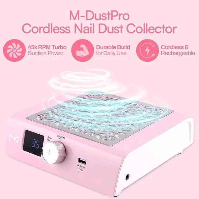 Alt view image 4 of 7 - M - DustPro Cordless Rechargeable Nail Dust Collector | 45K RPM Powerful Suction | Ultra-Quiet Brushless Nail Vacuum with Reusable Filter | Professional & Home Salon Use (Violet)