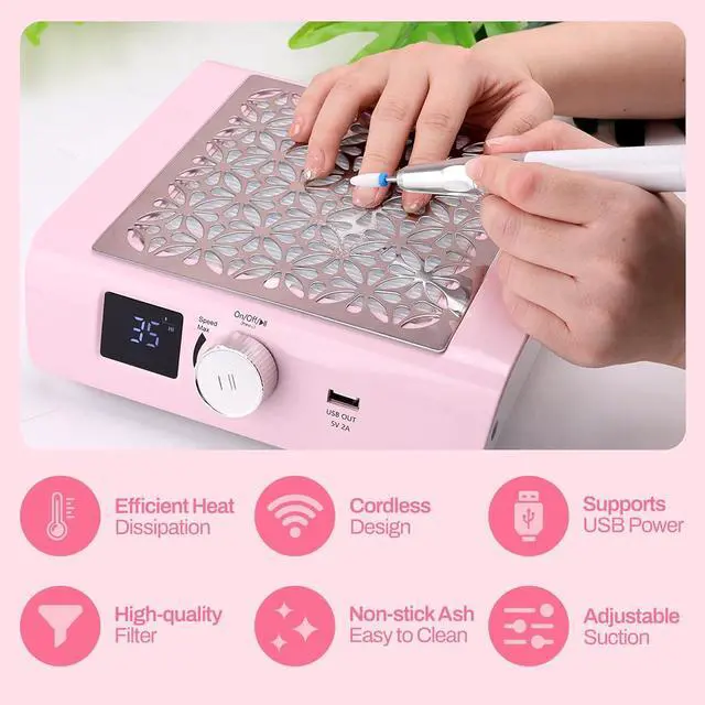 Alt view image 7 of 7 - M - DustPro Cordless Rechargeable Nail Dust Collector | 45K RPM Powerful Suction | Ultra-Quiet Brushless Nail Vacuum with Reusable Filter | Professional & Home Salon Use (Violet)